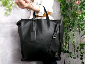 ●超美品●PRADA プラダ●ポーター コラボ●カーフ レザー 本革●2way トート バッグ●黒●SV金具●斜め掛け●A4 書類 かばん●Js46146