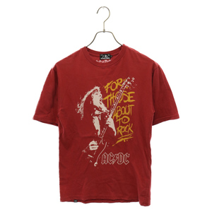 HYSTERIC GLAMOUR ヒステリックグラマー AC/DC エーシーディーシー 両面プリント クルーネック半袖Tシャツ レッド