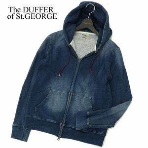 The DUFFER of St.GEORGE ダファー オブ セントジョージ USED加工★ スウェット デニム ダブルジップ パーカー Sz.S　メンズ　A3T09939_9#O