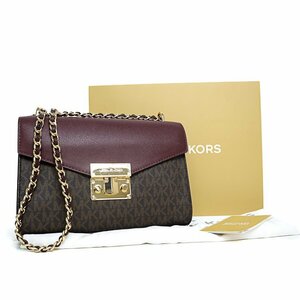 【1円/良品】マイケルコース MICHAEL KORS シグネチャー チェーンショルダーバッグ フラップ ダブルチェーン 35T0GXOL2B ブラウン ボルドー