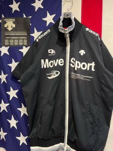 ★DESCENTE★Move Sport★ドライトランスファーWジップ半袖ジャージ★トラックジャケット★ブラック★黒★O★XL★デサント★DAT-1005★