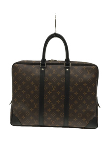 LOUIS VUITTON◆ポルトドキュマン・ヴォワヤージュ_モノグラム・マカサー_BRW/ビニール/ブラウン/M40225