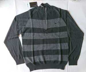 ★新品 NIKE GOLF ナイキゴルフ ハーフジップストライプセーター ニットセーター ハーフジップ WOOL ウール