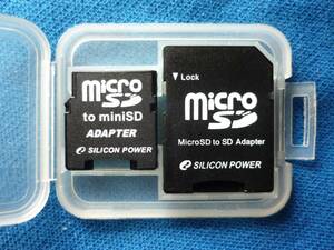 レア　SILICON POWER　microSDカードminiSDカード/SDカード　変換アダプター　2種類セット　ケース付き　動作確認済み