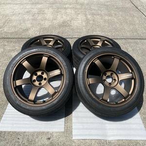 17in RAYS VOLK RACING TE-37 SAGA S-PLUS 数回のみ装着 かなり美品 希少サイズ 100P 5H 10J OFF＋42 4本同サイズ