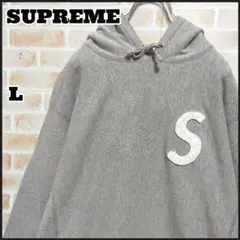 【希少】シュプリーム(Supreme) キルトレザー Sロゴ  パーカー L