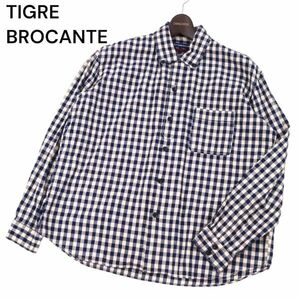 美品★ TIGRE BROCANTE ティグルブロカンテ 天空丸 インディゴ★ 長袖 BD ギンガム チェック シャツ Sz.S　メンズ 日本製　I4T01058_3#C