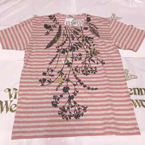 送料込●新品●Vivienne Westwood 半袖Tシャツ ピンクボーダー 44サイズ（Sサイズ相当）ヴィヴィアンウエストウッド ビビアンウ