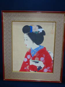 【模写】 北野恒富　舞子1911年頃　水彩画　紙本著色・浮世絵・美人画・日本画・写真やコピーではなく人が描いた物kt01d