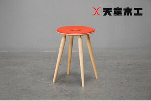 572-2 展示極美品 天童木工(Tendo) リングスツール メープル材 S-3165MP 椅子 チェア レッド 赤4万