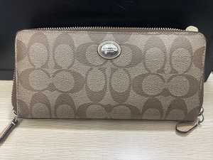 上10721 中古品 COACH コーチ ラウンドファスナー 財布 長財布 シグネチャー ダブルジップ