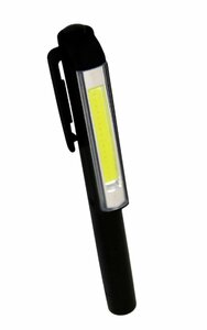 ブラック色 ペン式LEDライト 電池式 LEDライト ハンディライト LED 懐中電灯 COB ライト ハンドライト クリップ ペンライト ワークライト
