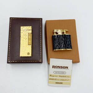 1円スタート激レア dunhill ダンヒル RONSON ロンソン ゴールド 箱付き ローラー ガスライター 30525 11-2