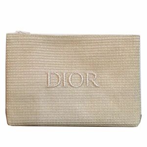 【CU】DIOR　ディオール コスメポーチ　ストロー　カゴ　ナチュラル　エンボスロゴ　化粧ビューティ　dior-pouch-mother2023【新品/