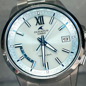 美品 ASIO カシオ OCEANUS オシアナス OCW-T150-2AJF 腕時計 タフソーラー 電波ソーラー アナログ カレンダー アイスブルー チタニウム
