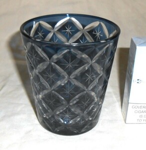 切子 星七宝 グラス ブルー 口径約9.0×高さ約10.7cm ガラスコップ フリーカップ 
