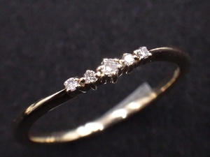 【本物】４℃　ヨンドシー　ダイヤモンド　５個　リング　指輪　９，５号　Ｋ１０ＹＧ　金　イエローゴールド