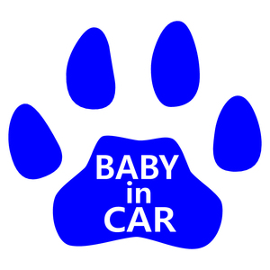 送料無料 オリジナル ステッカー BABY in CAR 肉球 ブルー 安全運転 交通安全 ステッカー サイズ 20×18 ベビー イン カー