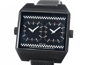 富士屋 ◆ エフエイチビー FHB デュアルタイム F-205 社外ベルト メンズ クオーツ 腕時計