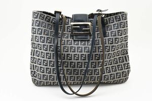 1円 FENDI フェンディ ズッキーノ キャンバス レザー バケット トートバッグ 肩掛け ショルダーバッグ ロゴ金具 2321-26726-018 24-1291