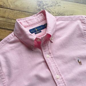 ［美品］Polo Ralph Lauren ポロラルフローレン オックスフォード ボタンダウンシャツ スリムフィット Sサイズ ピンク