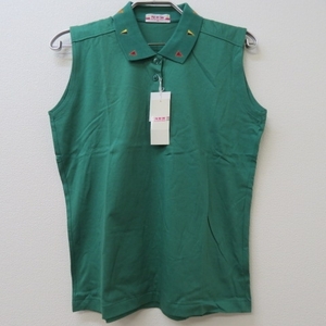 Y021★N・E・W　レディース　ノースリーブ　ポロシャツ　Ｍ　緑　未使用★A