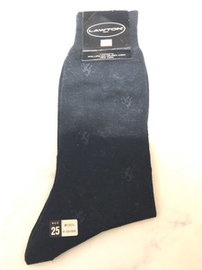【未使用】LAWTON ソックス 1足 K-OS1000 ブラック系カラー シンプルデザイン 履き心地良い くつ下 25cmサイズ【アウトレット】Q6