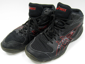 ★どなたか使ってください!!アシックス バスケットシューズ ダンクショット MB9 ブラック KIDS 24.5cm 中古 USED DUNKSHOT ASICS バッシュ