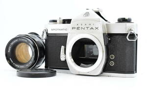 【動作未確認】 PENTAX ペンタックス SP シルバーボディ フィルムカメラ + Super-Takumar 55mm F/1.8 レンズ (t3735)