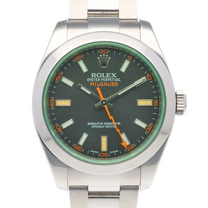 ロレックス ミルガウス オイスターパーペチュアル 腕時計 時計 ステンレススチール 116400GV 自動巻き メンズ 1年保証 ROLEX 中古 美品