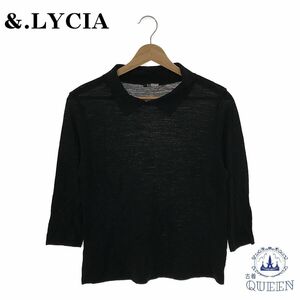 ☆美品☆ &.LYCIA ポロシャツ 長袖 トップス レディース ブラック40 901-736 送料無料