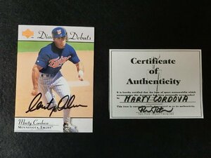 BSY053)MLBカード/トレーディングカード/Marty Cordova/マーティー・コルドバ/直筆サイン入り/UPPER DECK/証明書付き/1995/