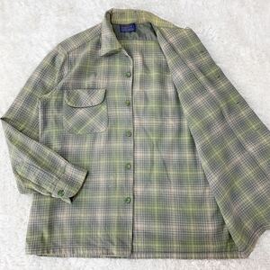 【美品 PENDLETON オンブレチェック ウールシャツ M】ビンテージ オープンカラー ペンドルトン シャツ 