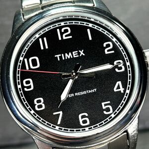 美品 Timex タイメックス TW 2R36700 腕時計 クオーツ アナログ カレンダー ブラック文字盤 黒 ステンレススチール メンズ 動作確認済み