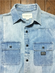 デニム＆サプライ ＤＥＮＩＭ＆ＳＵＰＰＬＹ ラルフローレン ＲａｌｐｈＬａｕｒｅｎ パッチワーク デニム シャンブレー シャツ XS ワーク