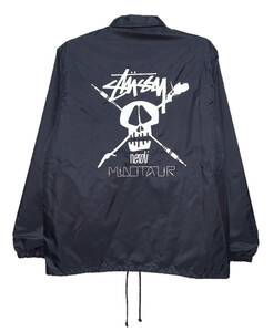 超爆レア希少！新品タグ付！STUSSY×MINOTAUR×neroli ステューシー/３ネーム コラボ！クロスドクロ スナップボタン コーチジャケット M 黒