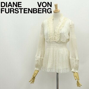 ◆DIANE von FURSTENBERG ダイアンフォンファステンバーグ MATADOR プリーツ フリル ボリュームスリーブ ブラウス トップス アイボリー 2