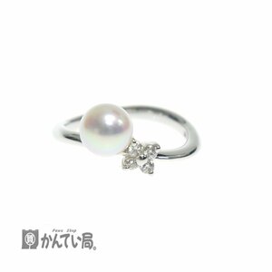 美品 ミキモト ペルリータ パール ダイヤモンド リング 指輪 K18 真珠 ダイヤ リングサイズ:約7号 MIKIMOTO PERLITA 箱付き