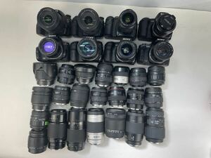 SONY α65 α58 α350 α330 α200 α100 各種Aマウント対応レンズ カメラ6台 レンズ22本 まとめ売り ジャンク Q