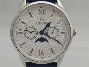 LOBOR LB0509M 時計 ロバー ムーンフェイズ シルバー文字盤 クォーツ ユニセックス 箱有 腕時計