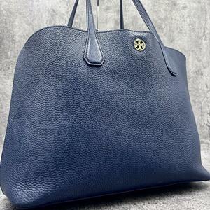 【希少色　極美品】トリーバーチ　TORY BURCH　ブロデイ　A4収納　レザー　ネイビー　ロビンソン　大容量　ネイビー 肩掛け　ビジネス