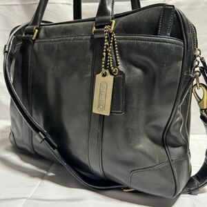 極美品 大容量 A4 COACH コーチ ビジネスバッグ 2way メトロポリタン トートバッグ ショルダーバッグ ブラック 黒 レザー 牛革 メンズ