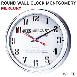 マーキュリー ウォールクロック モンゴメリ (52366 WH) ホワイト 壁掛け時計 25cm ドーム型 MERCURY 西海岸風 インテリア アメリカン雑貨