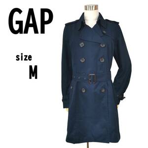 【M】GAP ギャップ レディース トレンチコート 薄手 ダークブルー 春秋