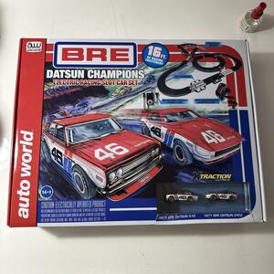 箱ダメージ有☆AUTO WORLD ☆ BRE DATSUN 16フィート SLOT RACE SET ☆ダットサン510/ダットサン240z☆ブルーバード☆HOスロットカー