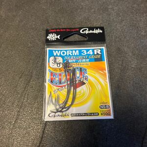 送料84円 新品 がまかつ ワーム34R 3/0 エリートツアラー WORM34R オフセットフック 