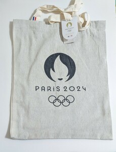 2024年　公式 スポンサーパリオリンピック　タグ付き トートバック PARIS2024　エコバック　デカトロン　白