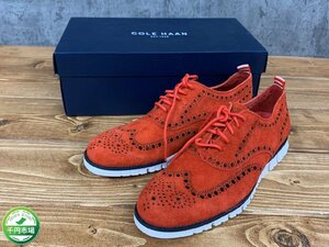 【YL-0136】新品 未使用 COLE HAAN ZEROGRAND WING OX シューズ 9.5(27.5cm) 箱付き レッド コールハーン 東京引取可【千円市場】