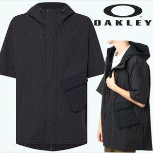 新品 定価12,100円 春夏秋 オークリー OAKLEY ショートスリーブジャケット L 黒 撥水 防風 アウトドア等に最適 メンズ【2689】