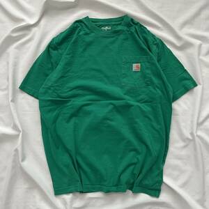 カーハート Carhartt Tシャツ 古着 コットン 半袖 ポケットTシャツ 送料込 緑 グリーン Lサイズ Mexico